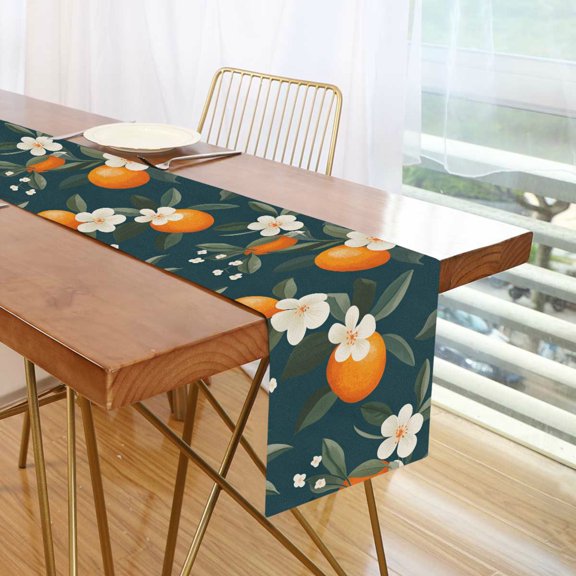 Yayeee Table Runner 70 inches Long Home Kitchen Dinning Party Decoration, Floral Oranges