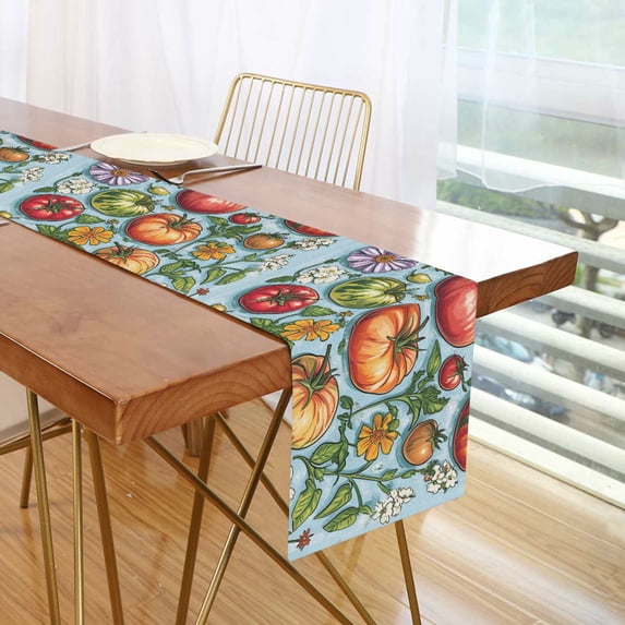 Yayeee Table Runner 70 inches Long Home Kitchen Dinning Party Decoration, Floral Tomatoes