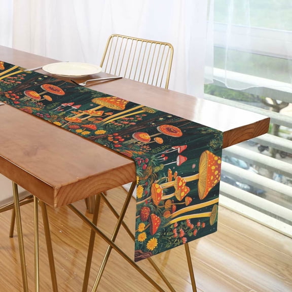 Yayeee Table Runner 70 inches Long Home Kitchen Dinning Party Decoration, Forest Mushroom