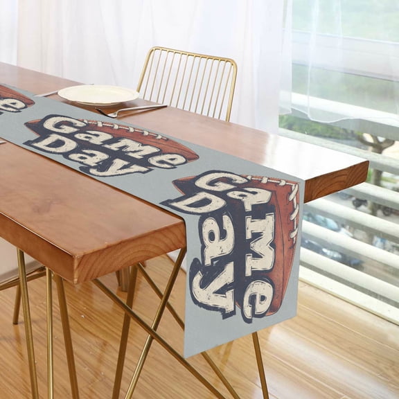 Yayeee Table Runner 70 inches Long Home Kitchen Dinning Party Decoration, Gray Game Day