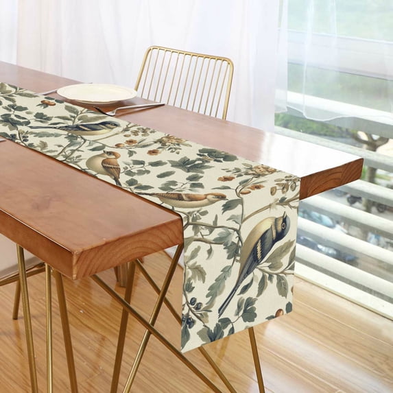Yayeee Table Runner 70 inches Long Home Kitchen Dinning Party Decoration, Green Birds