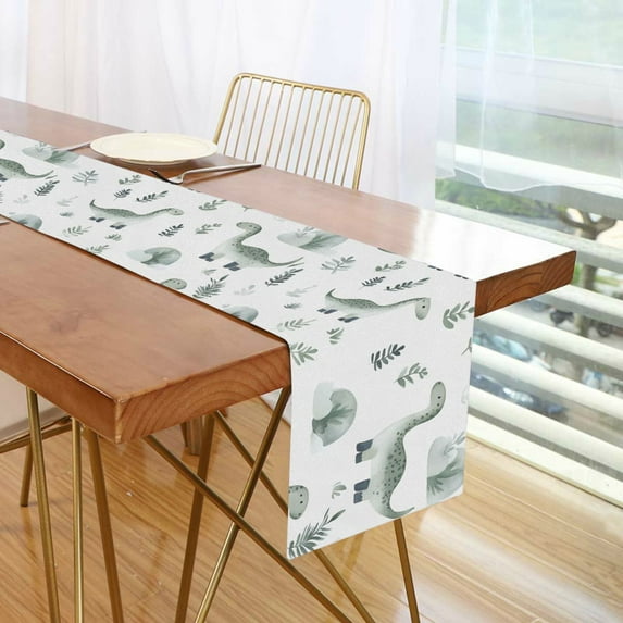 Yayeee Table Runner 70 inches Long Home Kitchen Dinning Party Decoration, Green Dinosaur Pattern