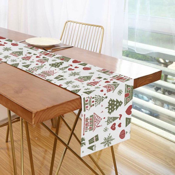 Yayeee Table Runner 70 inches Long Home Kitchen Dinning Party Decoration, Green Nordic Christmas