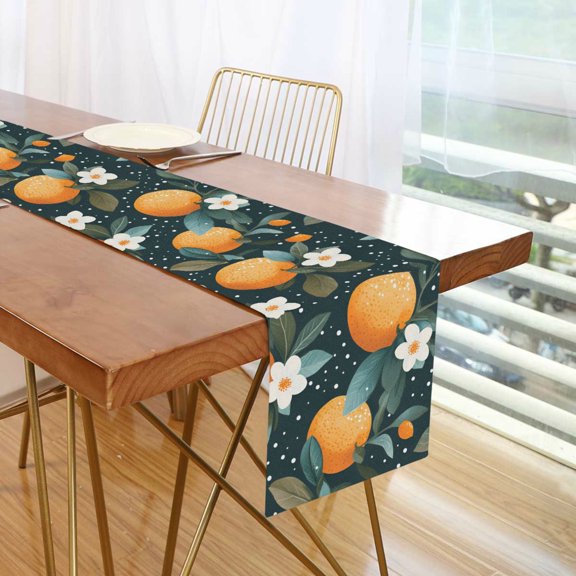 Yayeee Table Runner 70 inches Long Home Kitchen Dinning Party Decoration, Green Oranges