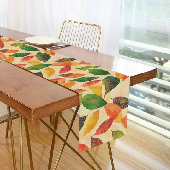 Yayeee Table Runner 70 inches Long Home Kitchen Dinning Party Decoration, Green Retro Autumn Leaves