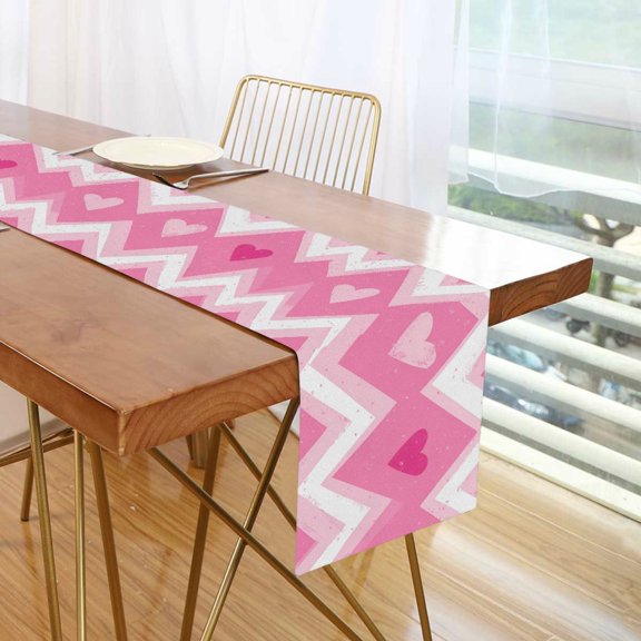 Yayeee Table Runner 70 inches Long Home Kitchen Dinning Party Decoration, Heart Geometric