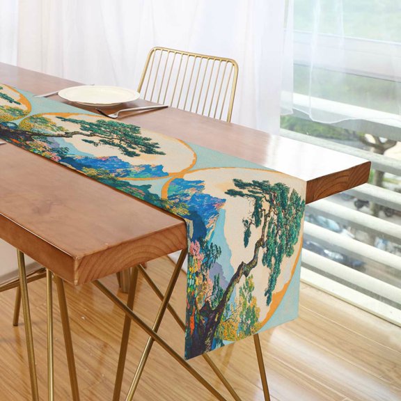 Yayeee Table Runner 70 inches Long Home Kitchen Dinning Party Decoration, Large Pine Tree