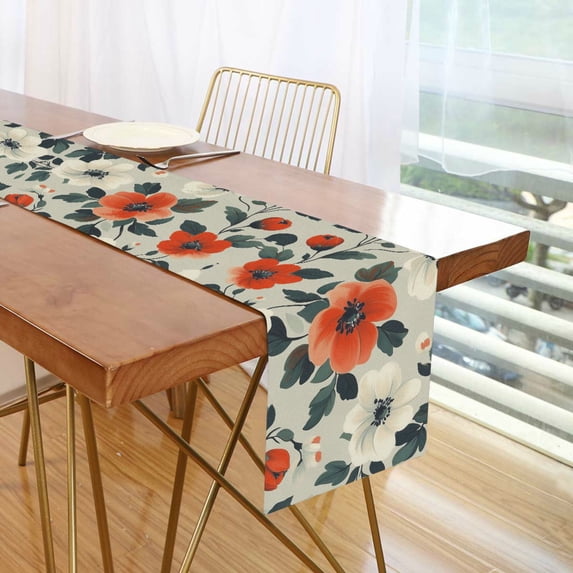 Yayeee Table Runner 70 inches Long Home Kitchen Dinning Party Decoration, Large Red Floral Pattern