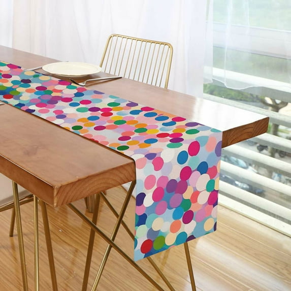 Yayeee Table Runner 70 inches Long Home Kitchen Dinning Party Decoration, Light Colorful Circles