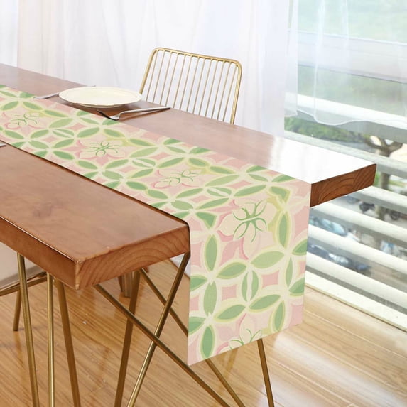 Yayeee Table Runner 70 inches Long Home Kitchen Dinning Party Decoration, Light Green Geometric