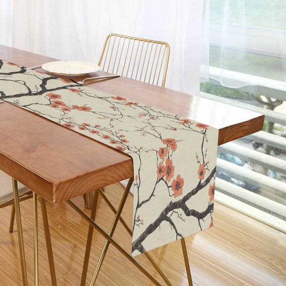 Yayeee Table Runner 70 inches Long Home Kitchen Dinning Party Decoration, Light Red Flowers