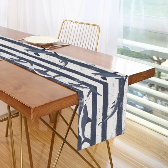 Yayeee Table Runner 70 inches Long Home Kitchen Dinning Party Decoration, Light Sharks