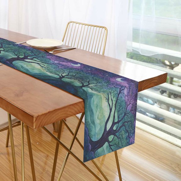 Yayeee Table Runner 70 inches Long Home Kitchen Dinning Party Decoration, Moonlight Forest
