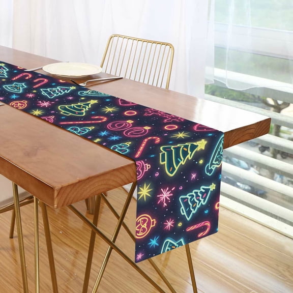 Yayeee Table Runner 70 inches Long Home Kitchen Dinning Party Decoration, Neon Christmas