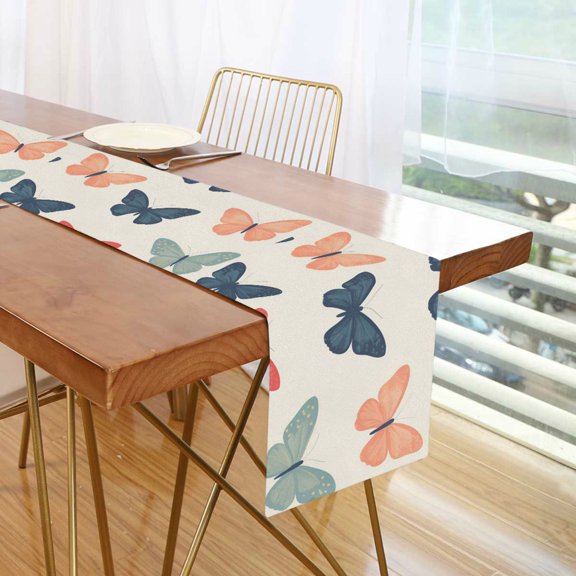 Yayeee Table Runner 70 inches Long Home Kitchen Dinning Party Decoration, Orange Butterflies