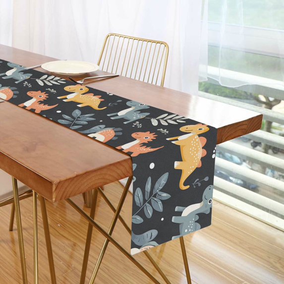 Yayeee Table Runner 70 inches Long Home Kitchen Dinning Party Decoration, Orange Dinosaur