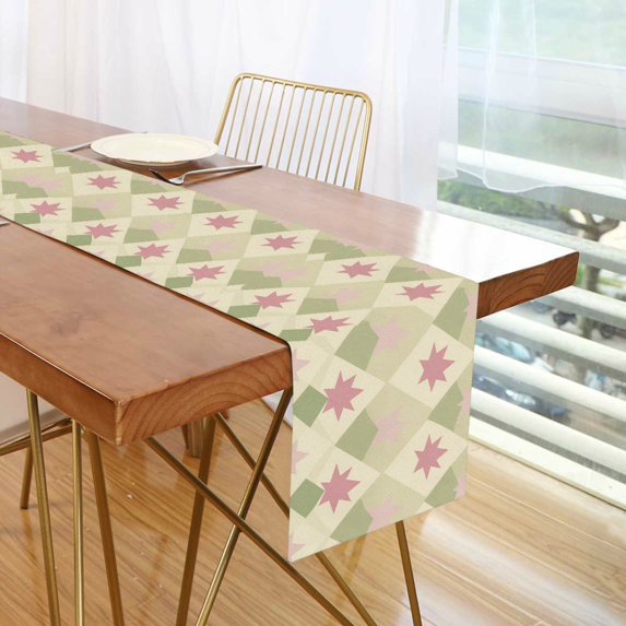 Yayeee Table Runner 70 inches Long Home Kitchen Dinning Party Decoration, Pastel Green Geometric
