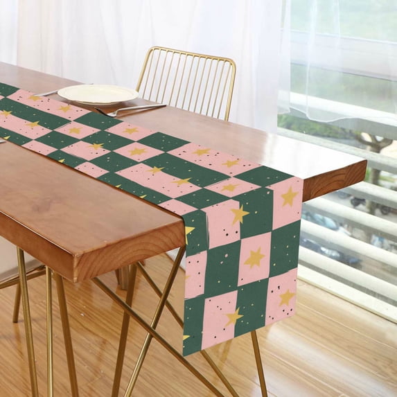 Yayeee Table Runner 70 inches Long Home Kitchen Dinning Party Decoration, Pink Abstract
