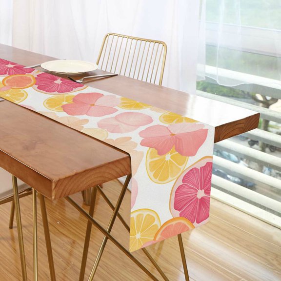Yayeee Table Runner 70 inches Long Home Kitchen Dinning Party Decoration, Pink Floral Orange