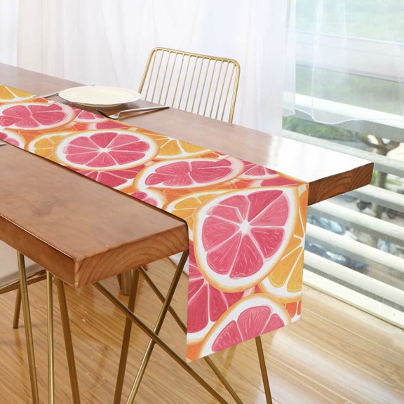 Yayeee Table Runner 70 inches Long Home Kitchen Dinning Party Decoration, Pink Grapefruit Slices