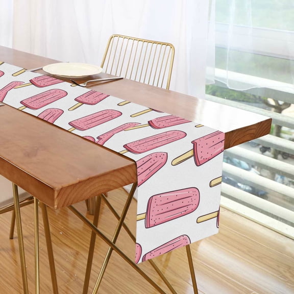 Yayeee Table Runner 70 inches Long Home Kitchen Dinning Party Decoration, Pink Ice Cream