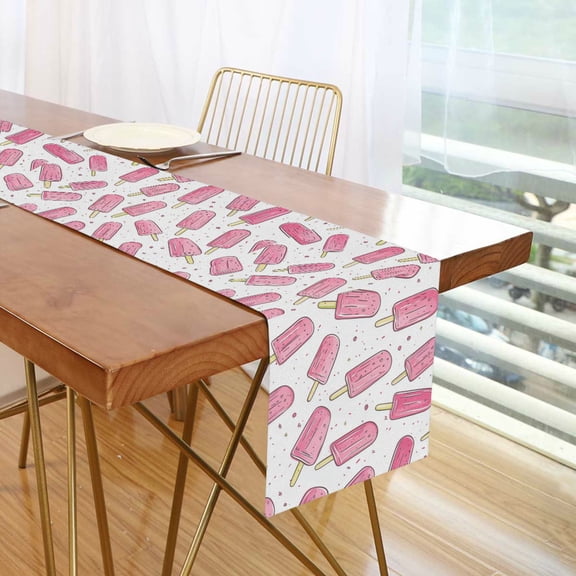 Yayeee Table Runner 70 inches Long Home Kitchen Dinning Party Decoration, Pink Popsicle Pattern