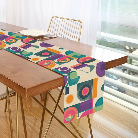 Yayeee Table Runner 70 inches Long Home Kitchen Dinning Party Decoration, Purple Geometric