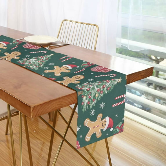 Yayeee Table Runner 70 inches Long Home Kitchen Dinning Party Decoration, Red Christmas Gingerbread