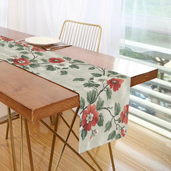 Yayeee Table Runner 70 inches Long Home Kitchen Dinning Party Decoration, Red Floral Pattern