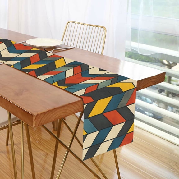Yayeee Table Runner 70 inches Long Home Kitchen Dinning Party Decoration, Red Geometric