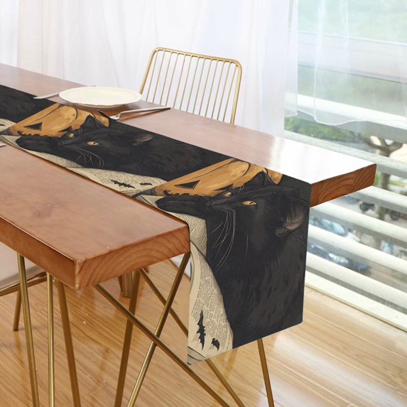 Yayeee Table Runner 70 inches Long Home Kitchen Dinning Party Decoration, Retro Halloween Cat