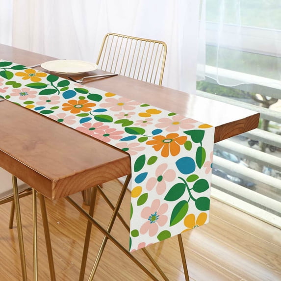 Yayeee Table Runner 70 inches Long Home Kitchen Dinning Party Decoration, Retro Orange Floral