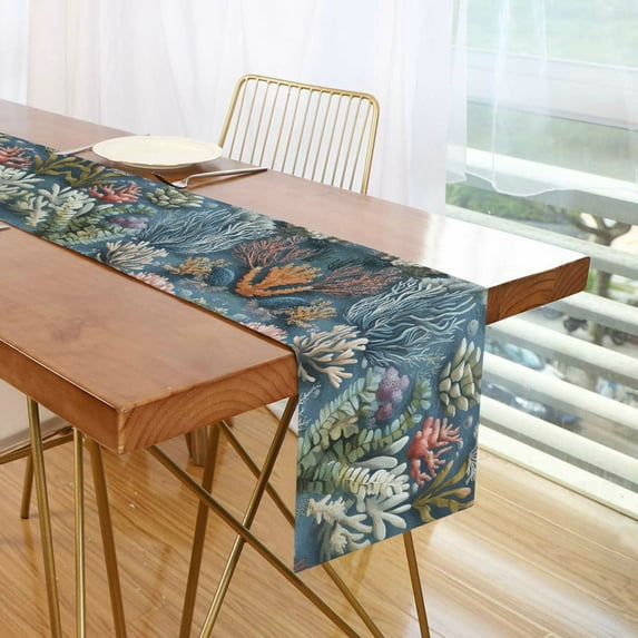 Yayeee Table Runner 70 inches Long Home Kitchen Dinning Party Decoration, Sea Plants Pattern