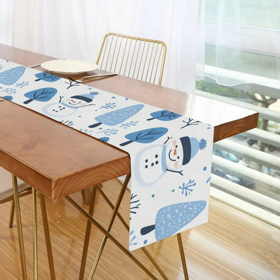 Yayeee Table Runner 70 inches Long Home Kitchen Dinning Party Decoration, Simple Cartoon Snowmen