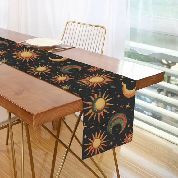 Yayeee Table Runner 70 inches Long Home Kitchen Dinning Party Decoration, Sun Moon and Stars Pattern
