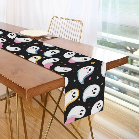 Yayeee Table Runner 70 inches Long Home Kitchen Dinning Party Decoration, White Halloween Ghost