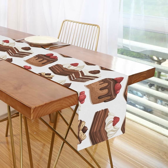 Yayeee Table Runner 70 inches Long Home Kitchen Dinning Party Decoration, White Sweet Cakes