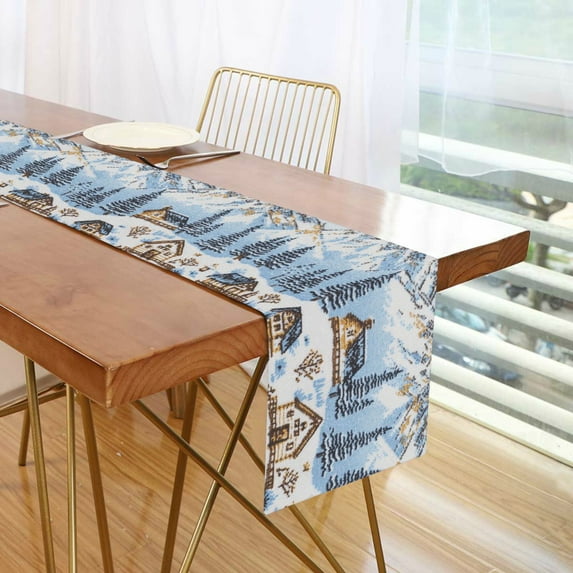 Yayeee Table Runner 70 inches Long Home Kitchen Dinning Party Decoration, Winter Village