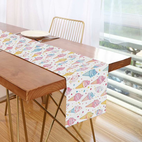 Yayeee Table Runner 70 inches Long for Home Kitchen Rectangle Dining Table Holiday Party Decoration, Colorful Ice Cream Pattern