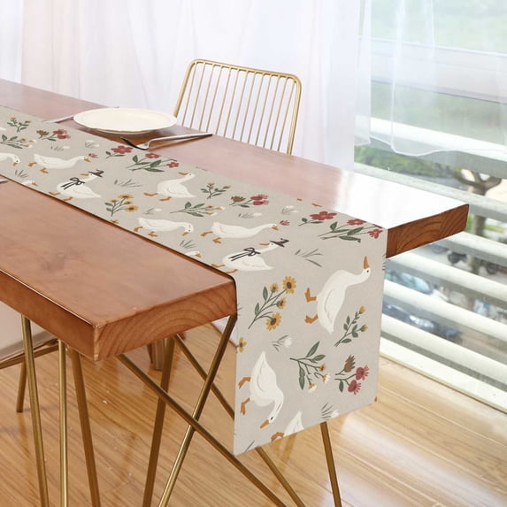 Yayeee Table Runner 70 inches Long for Home Kitchen Rectangle Dining Table Holiday Party Decoration, Gray Cartoon Goose Pattern
