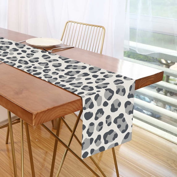 Yayeee Table Runner 70 inches Long for Home Kitchen Rectangle Dining Table Holiday Party Decoration, Gray Leopard Pattern