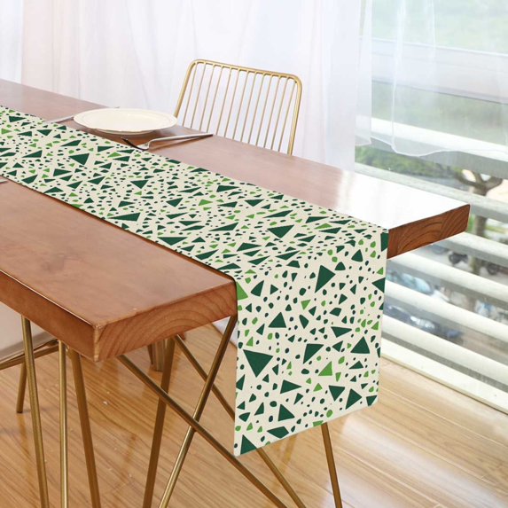 Yayeee Table Runner 70 inches Long for Home Kitchen Rectangle Dining Table Holiday Party Decoration, Green Triangles Pattern