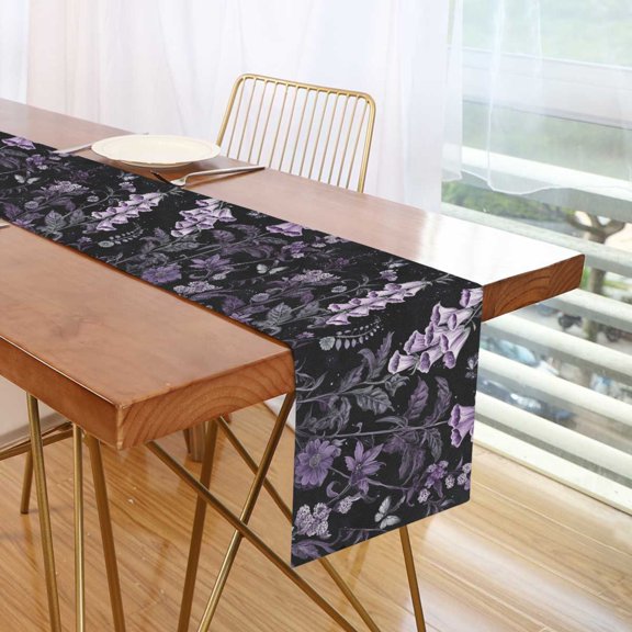 Yayeee Table Runner 70 inches Long for Home Kitchen Rectangle Dining Table Holiday Party Decoration, Light Purple Flowers