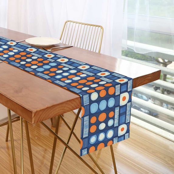 Yayeee Table Runner 70 inches Long for Home Kitchen Rectangle Dining Table Holiday Party Decoration, Modern Color Circle