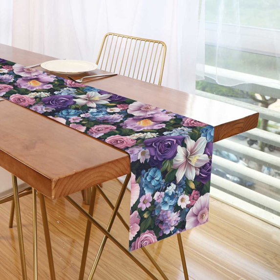 Yayeee Table Runner 70 inches Long for Home Kitchen Rectangle Dining Table Holiday Party Decoration, Pink and Purple Flowers