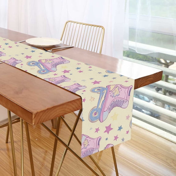 Yayeee Table Runner 70 inches Long for Home Kitchen Rectangle Dining Table Holiday Party Decoration, Roller Disco