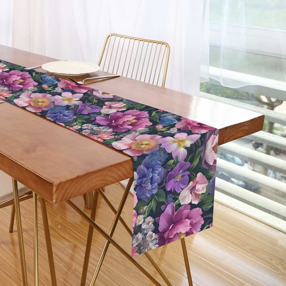 Yayeee Table Runner 70 inches Long for Home Kitchen Rectangle Dining Table Holiday Party Decoration, Soft Pinks Flowers
