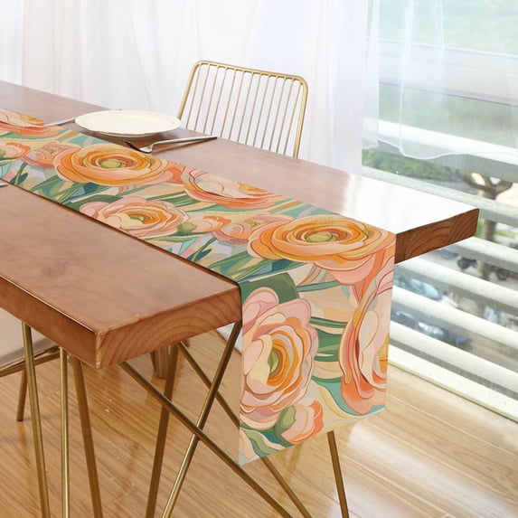 Yayeee Table Runner 90 inches Long Home Kitchen Dinning Party Decoration, Abstract Floral Art