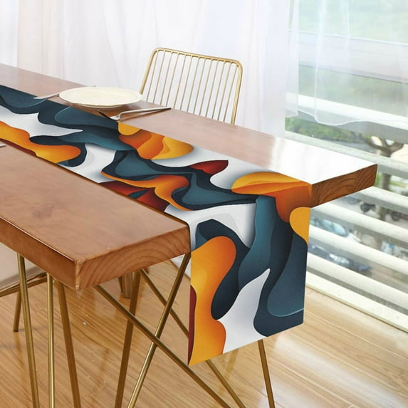 Yayeee Table Runner 90 inches Long Home Kitchen Dinning Party Decoration, Abstract Wavy