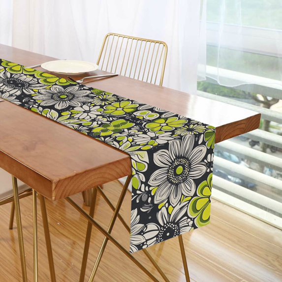 Yayeee Table Runner 90 inches Long Home Kitchen Dinning Party Decoration, Beige Flower Pattern